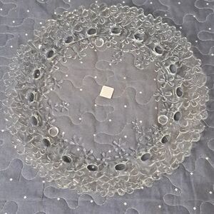 Vintage PartyLite Hydrange Pillar Candle 10 inch glass tray
